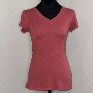 Vintage Y2K Rue21 T-Shirt Women's Large Pink Cotton Stretch V-Neck Short Sleeve